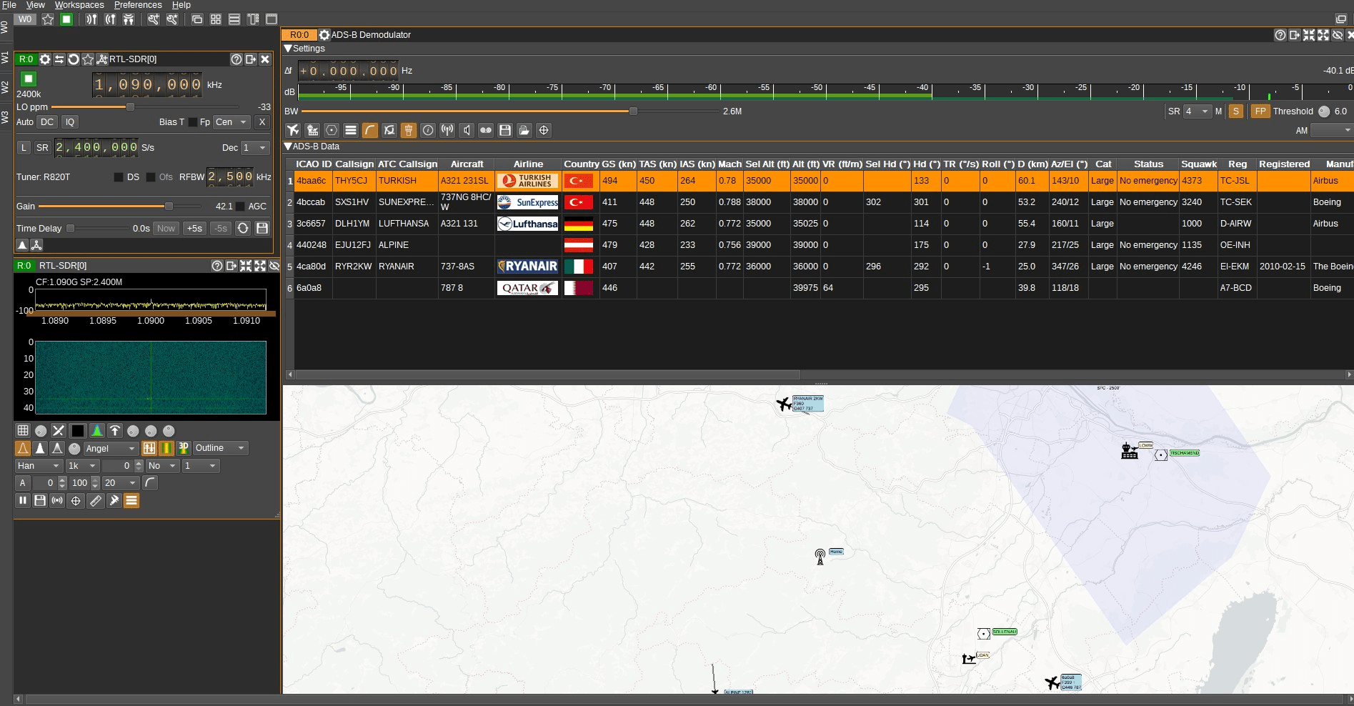 Flugverkehr live verfolgen: SDRangel & RTL-SDR als ADS-B Empfänger